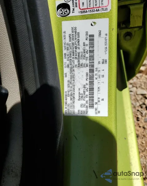 2012 Ford Fiesta Se from USA, damaged, VIN 3FADP4BJ7CM164850